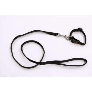 Nylon halsband gevoerd met looplijn 15 mm x 120 cm