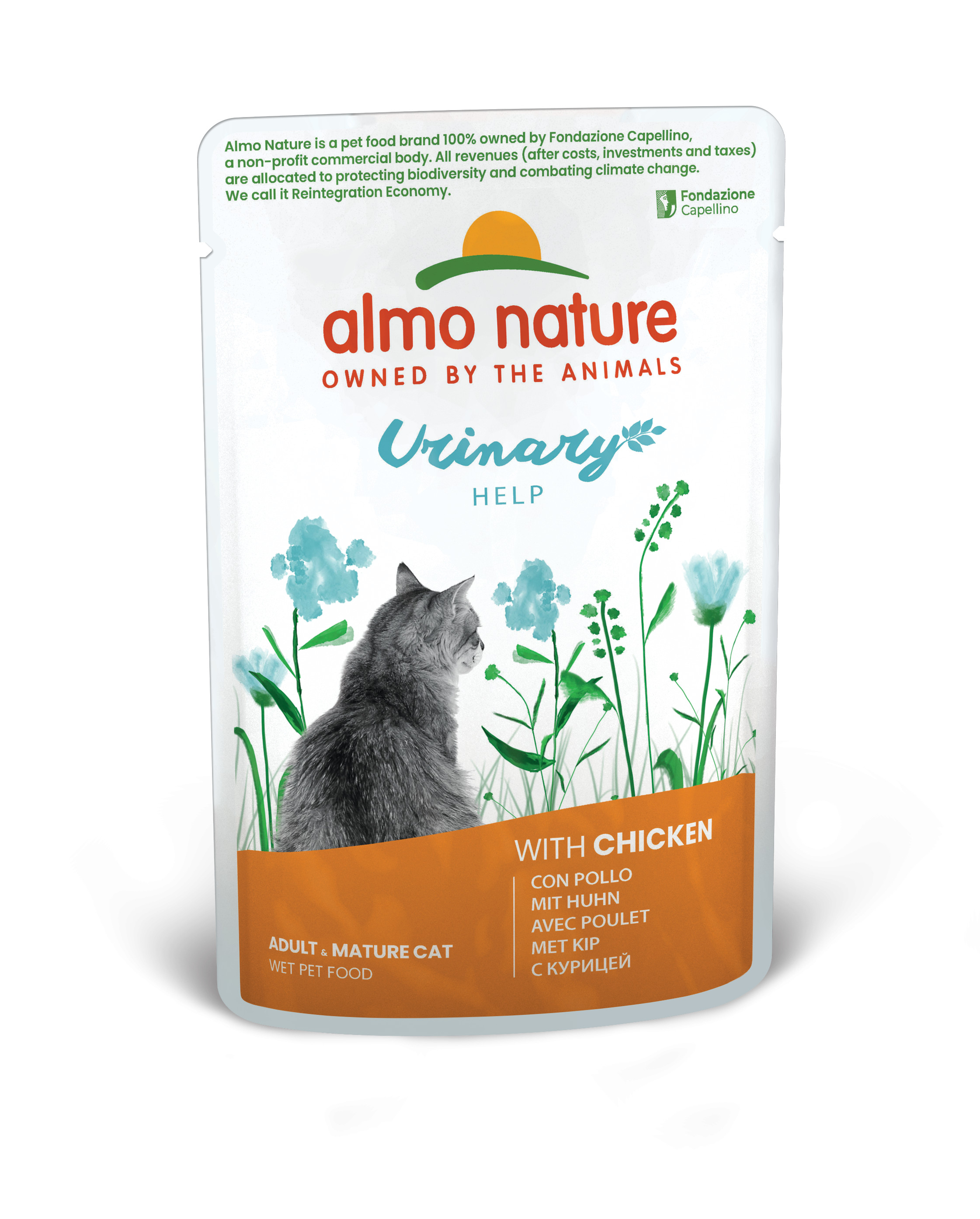 Afbeelding van 60x70 g Urinary Help met kip natvoer kat (70 g) Almo Nature