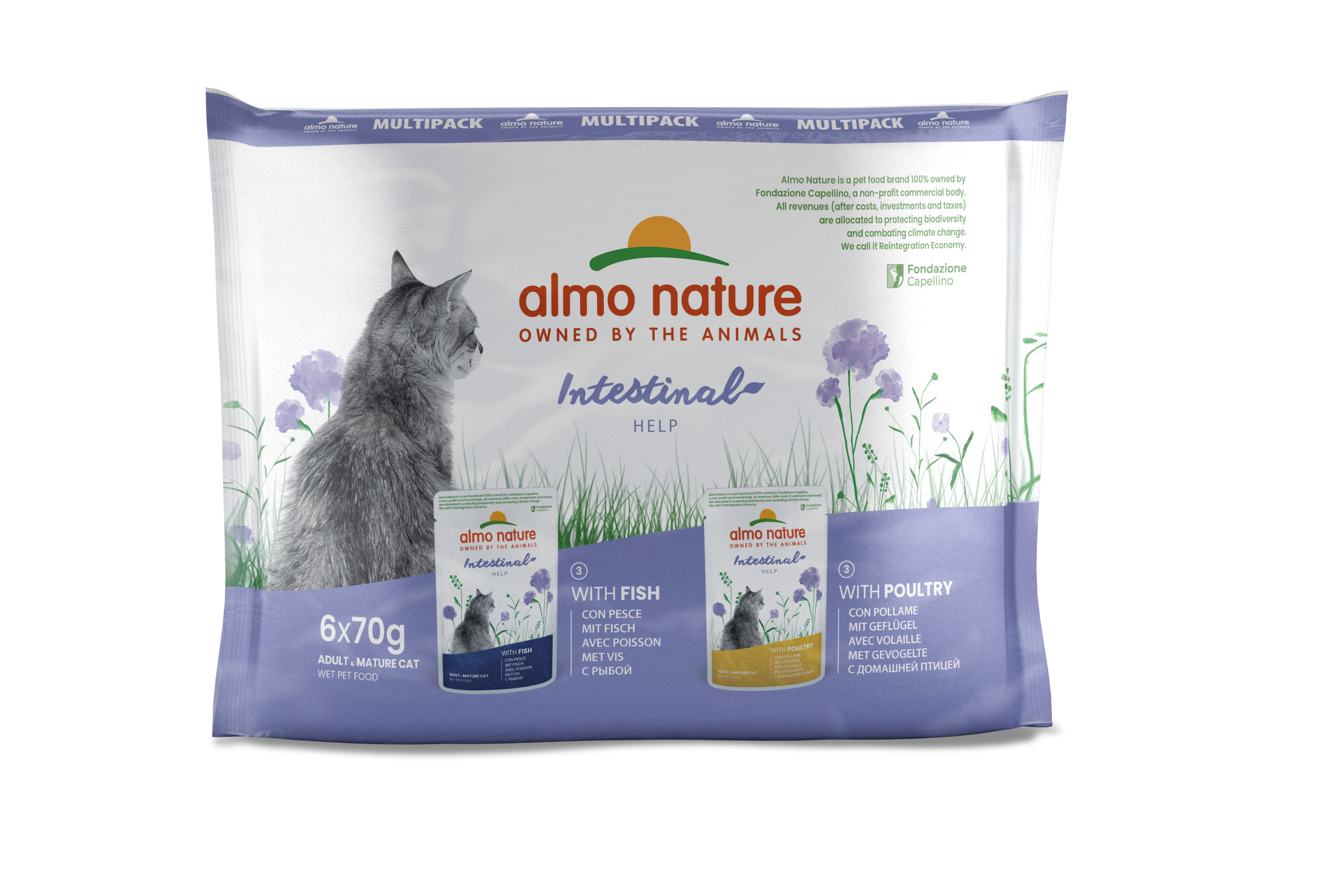 Afbeelding van 6x70 g Almo Nature Digestive Help multipack met vis en gevogelte natvoer kat (70 g)