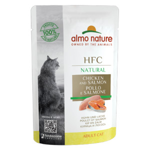 Almo Nature HFC Natural kip met zalm natvoer kat (55 g) 24 x 55 g