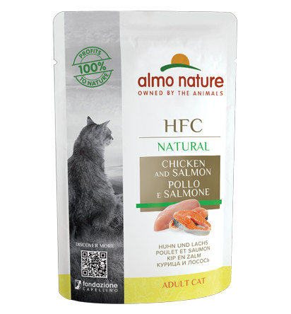Almo Nature HFC Natural kip met zalm natvoer kat (55 g)