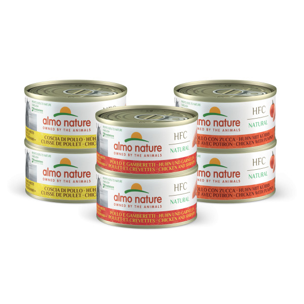 Almo Nature Almo Nature HFC Natural assorti kip multipack natvoer kat (70 g) 18 x 70 g