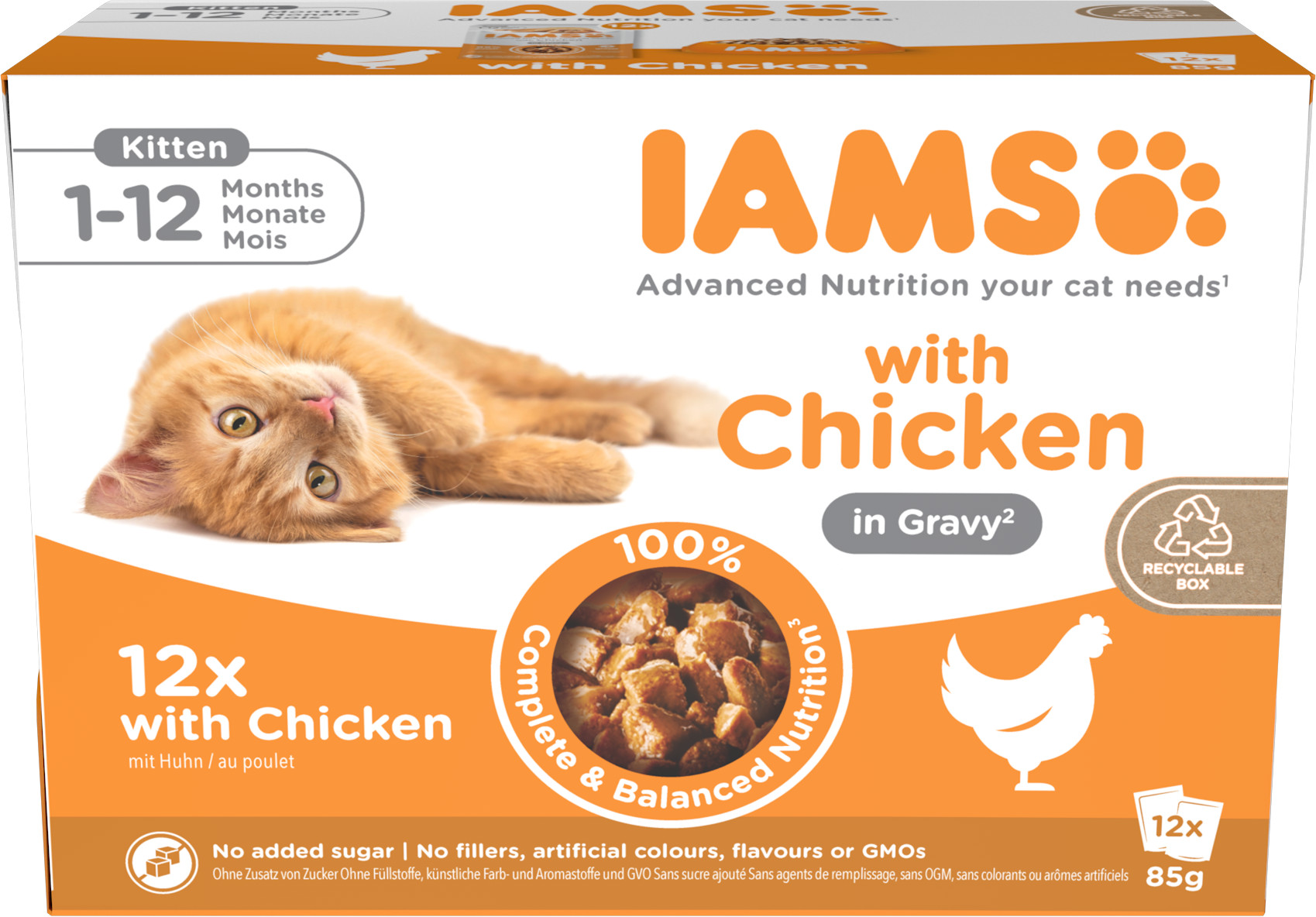 Iams Delights Kitten met kip in gravy natvoer kat (12x85g)