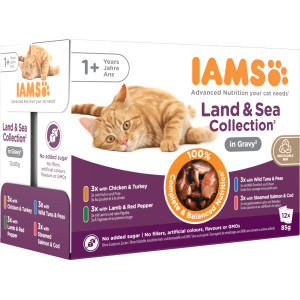 Iams Delight Adult Land & Sea Collection in gravy natvoer kat (12x85 gr)