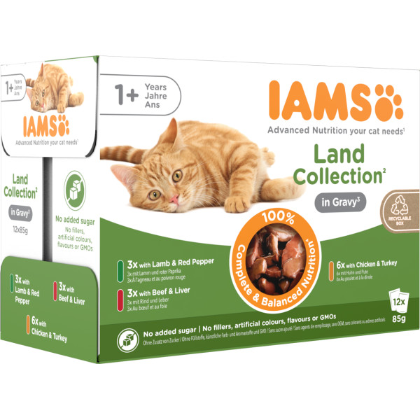 IAMS Iams Delights Adult Land Collection in gravy natvoer kat (12x85 g) 48 x 85 g