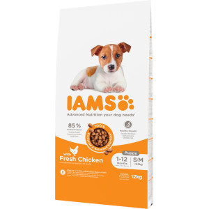 Iams for Vitality Puppy Small & Medium met kip hondenvoer 2 x 12 kg