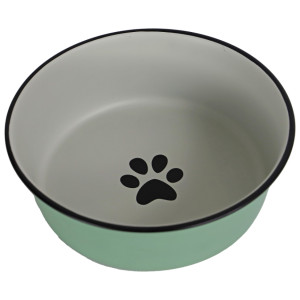 RVS eetbak mintgroen voor hond en kat 13 cm afbeelding