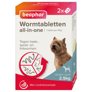 Beaphar Wormmiddel all-in-one (2,5 - 20 kg) hond 2 tabletten afbeelding