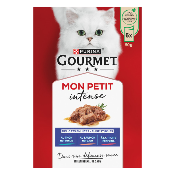 Gourmet Gourmet Mon Petit Intense met tonijn, zalm en forel natvoer kat 8 x (6 x 50 g)