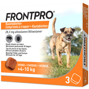 Frontpro kauwtabletten vlooienmiddel voor de hond M (4 tot 10 kg) 3 tabletten afbeelding