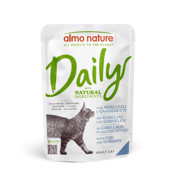 Almo Nature Almo Nature Daily met kabeljauw en garnalen natvoer kat (70 g) 30 x 70 g