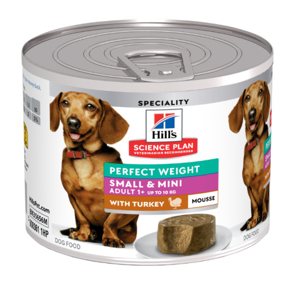 Hill's Hill's Adult Perfect Weight Small & Mini mousse nat hondenvoer met kalkoen blik 24 x 200 g