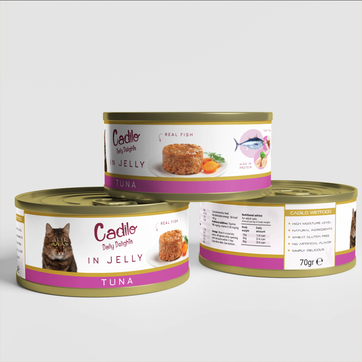 Cadilo Daily Delights - tonijn in gelei - natvoer kat (70 g)