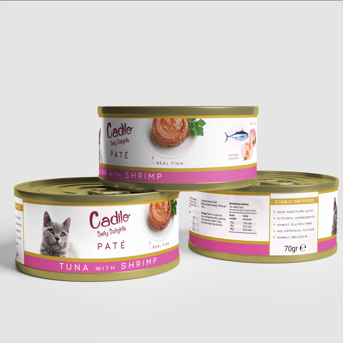 Cadilo Daily Delights - tonijn met garnalen paté - natvoer kat (70 g)
