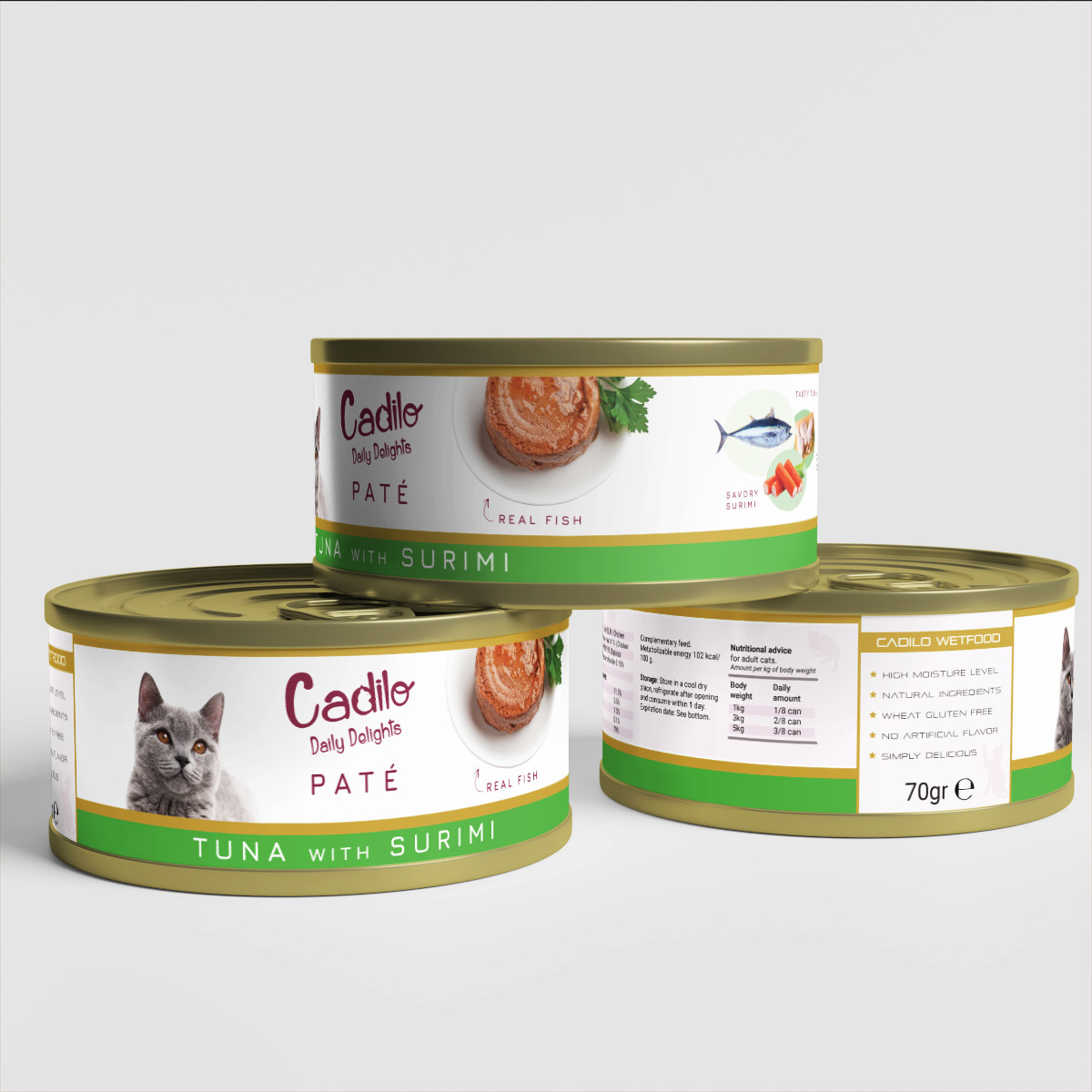 Cadilo Daily Delights - tonijn met surimi paté - natvoer kat (70 g)