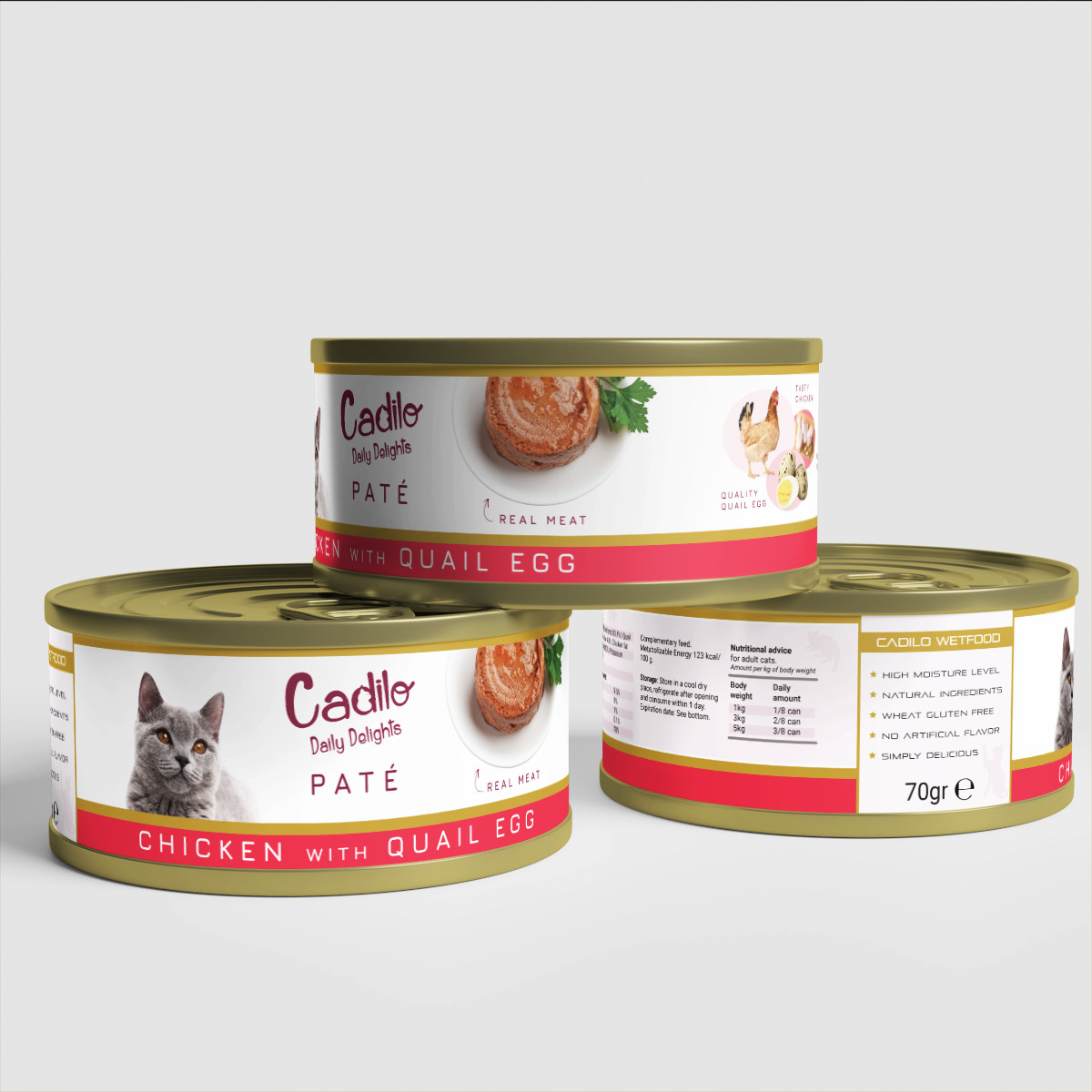 Cadilo Daily Delights - kip met kwartelei paté - natvoer kat (70 g)