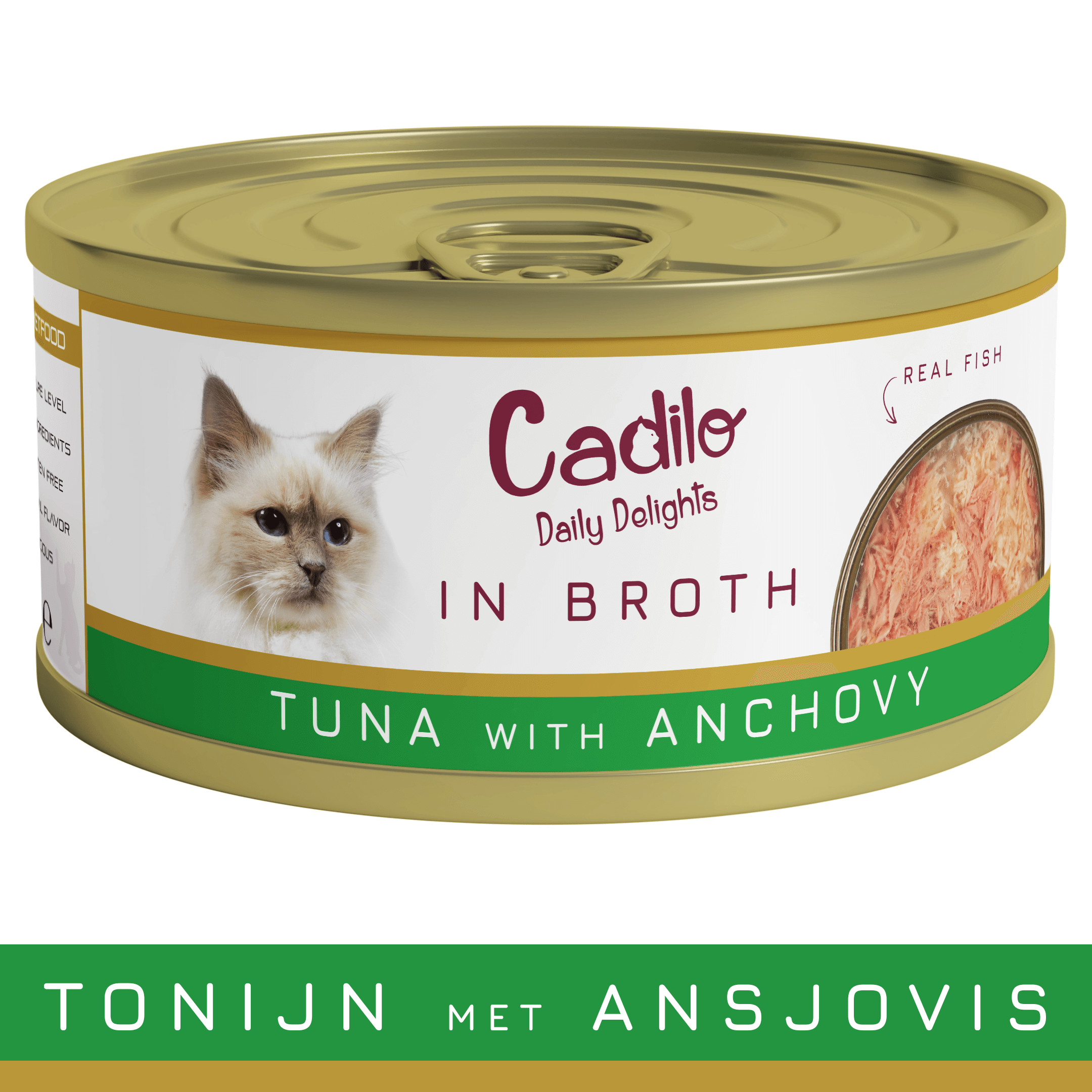 Cadilo Daily Delights - tonijn met ansjovis in bouillon - natvoer kat (70 g)