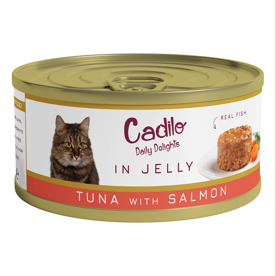 Cadilo Daily Delights - tonijn met zalm in gelei - natvoer kat (70 g)