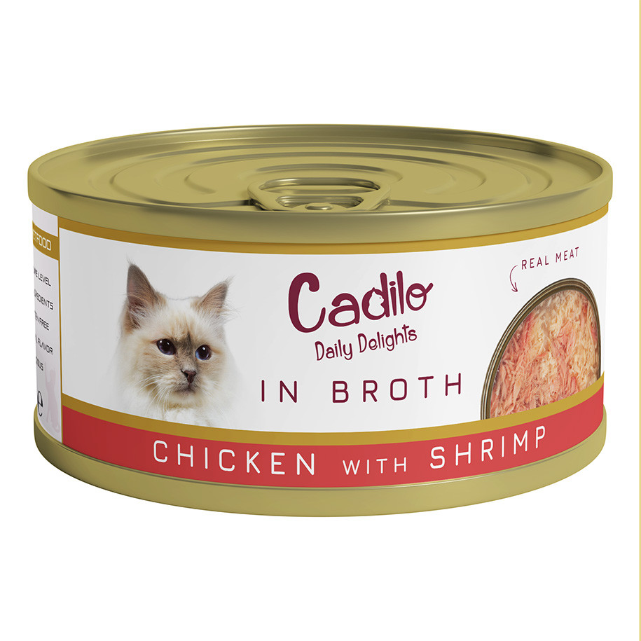 Cadilo Daily Delights - kip met garnalen in bouillon - natvoer kat (70 g)