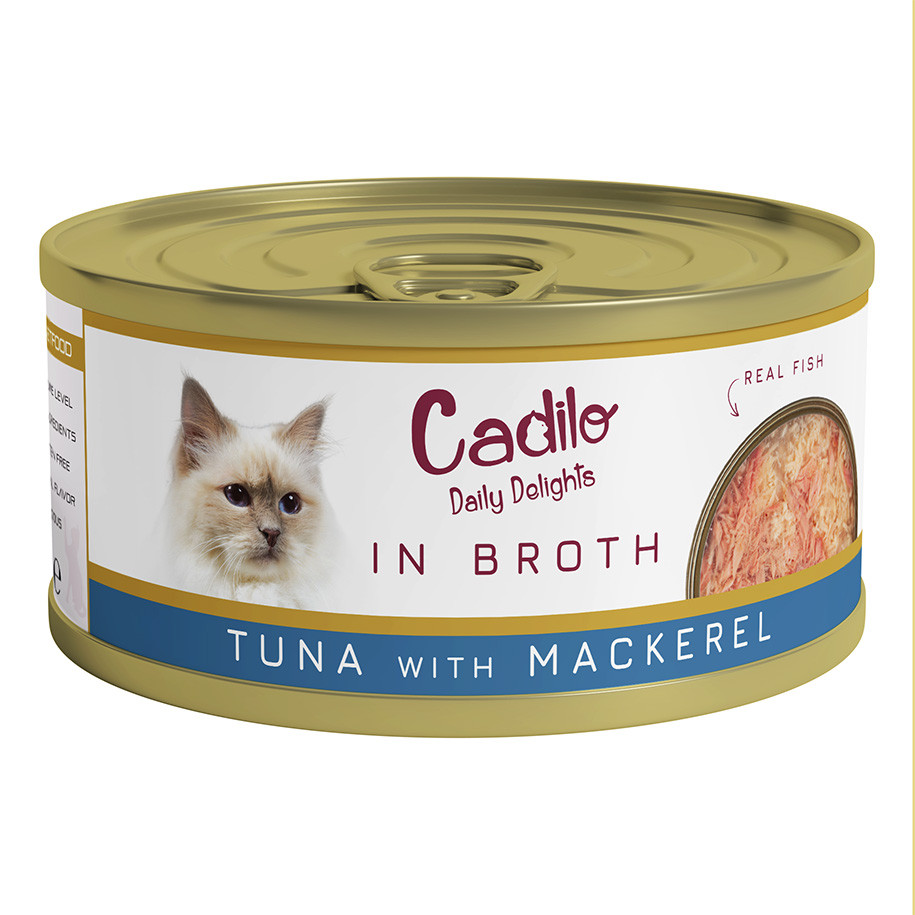 Cadilo Daily Delights - tonijn met makreel in bouillon - natvoer kat (70 g)