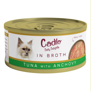 Cadilo Daily Delights - tonijn met ansjovis in bouillon - natvoer kat (70 g) 3 + 1 Gratis afbeelding