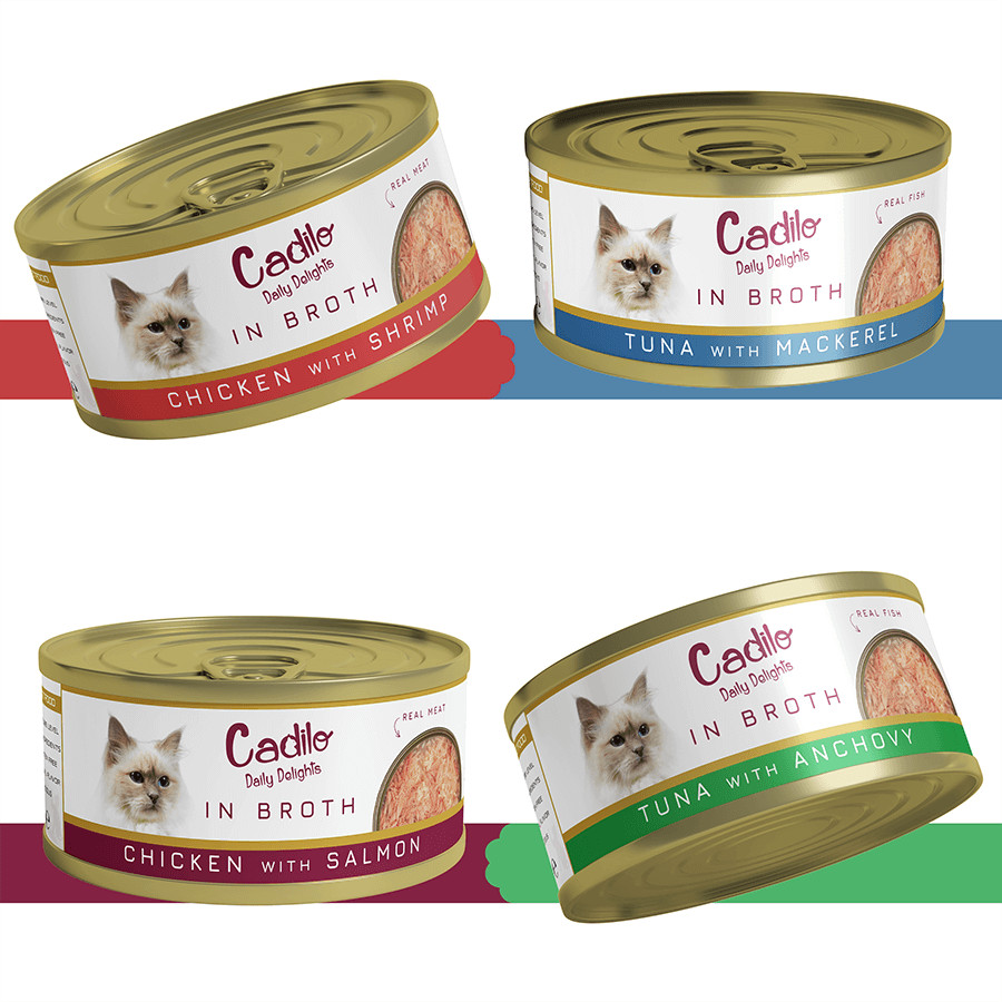 Cadilo Daily Delights - in bouillon smakenmix - natvoer kat (12 x 70 g)