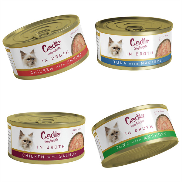 Cadilo Cadilo Daily Delights - in bouillon smakenmix - natvoer kat (12 x 70 g) 4 verpakkingen (48 x 70g)