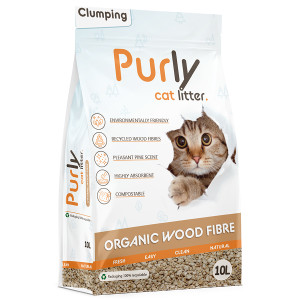 Purly Organic klontvormende houtvezel kattenbakvulling 2 x 10 liter afbeelding