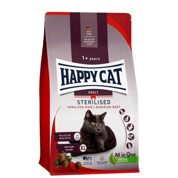 Happy Cat Happy Cat Adult Sterilised Voralpen Rind (met rund) kattenvoer 2 x 10 kg