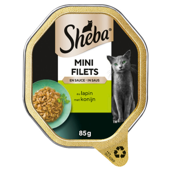 Sheba Sheba Mini Filets met konijn in saus natvoer kat (kuipjes 85 g) Per 44 (44 x 85 g)