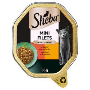 Sheba Mini Filets met rund en kalkoen in saus natvoer kat (kuipjes 85 g) Per 44 (44 x 85 g) afbeelding