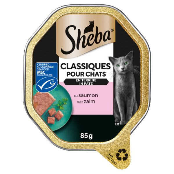 Sheba Sheba Classics paté met zalm natvoer kat (kuipjes 85 g) 22 x 85 g