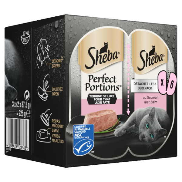 Sheba Sheba Perfect Portions Luxe Paté met zalm nat kattenvoer 4 verpakkingen (12 x 75 g)