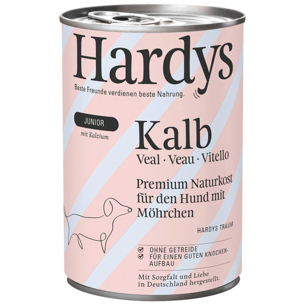 Hardys Hardys Junior kalf met wortel natvoer hond 6 x 400 g