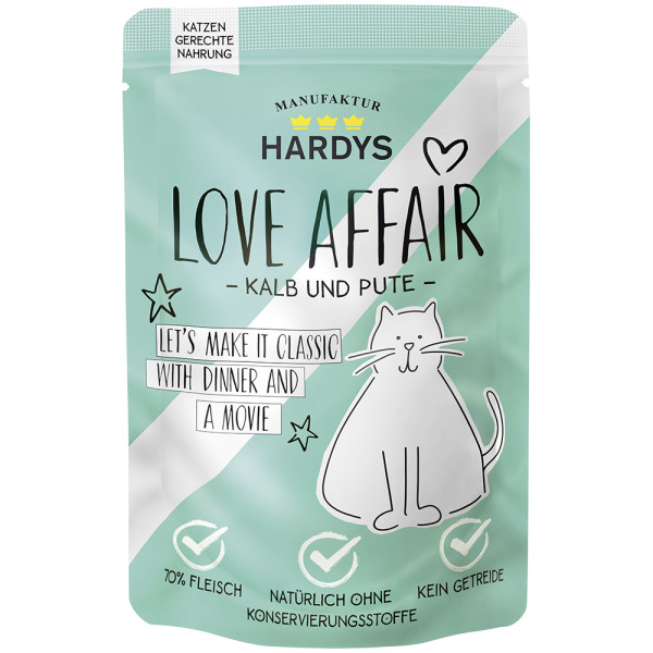 Hardys Hardys Love Affair kalf en kalkoen natvoer kat (zakjes) 12 x 100 g