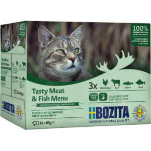 Bozita vlees & vis in gelei multipack natvoer kat 2 trays (24 x 85 g) afbeelding