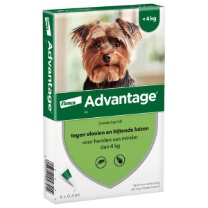 Advantage Nr. 40 vlooienmiddel (tot 4kg) hond 2 verpakkingen afbeelding