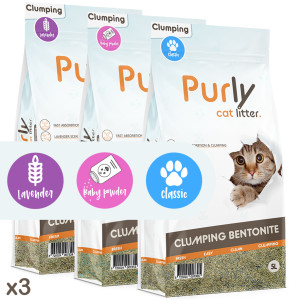 Purly Clumping bentoniet kattenbakvulling Lavender 2 x 5 liter