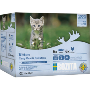 Bozita Kitten met vlees & vis in saus multipack natvoer kat 12 x 85 g afbeelding