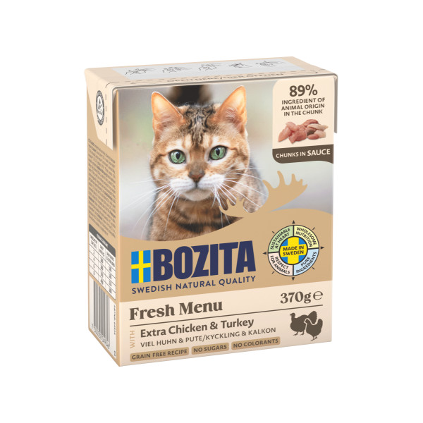 Bozita Bozita kip met kalkoen stukjes in saus natvoer kat 6 x 370 g