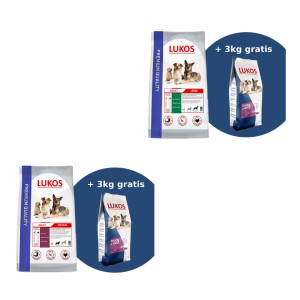 Lukos probeerpakket - met gevogelte en met eend - premium hondenvoer Medium: 3 kg + 3 kg afbeelding