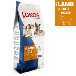 Afbeelding Lukos Adult Large met lam & rijst - premium hondenvoer 3 kg door Brekz.nl