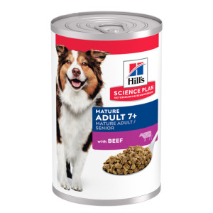 Hill&apos;s Mature Adult 7+ nat hondenvoer met rund blik 2 trays (24 x 370 g) afbeelding