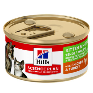 Hill&apos;s Kitten & Mother Tender Mousse nat kattenvoer met kip en kalkoen blik 2 trays (48 x 85 g) afbeelding