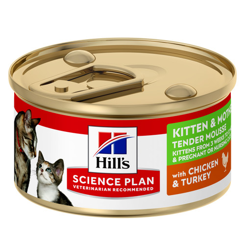 Hill's Kitten & Mother Tender Mousse nat kattenvoer met kip en kalkoen blik