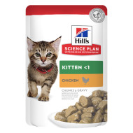 Hill's Kitten nat kattenvoer met kip maaltijdzakje multipack 4 dozen (48 x 85 g)