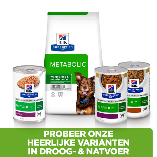 Hill's Prescription Diet Metabolic Weight Management nat hondenvoer met rund blik