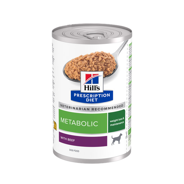 Hill's Hill's Prescription Diet Metabolic Weight Management nat hondenvoer met rund blik 2 trays (24 x 370 g)