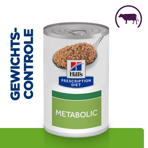 Hill's Prescription Diet Metabolic Weight Management nat hondenvoer met rund blik