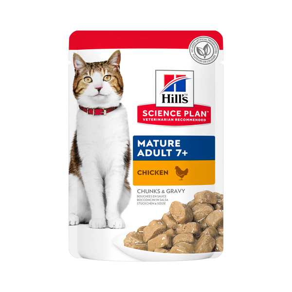 Hill's Hill's Mature Adult 7+ nat kattenvoer met kip maaltijdzakje multipack 1 doos (12 x 85 g)